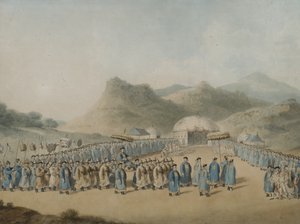 La llegada del Emperador de China a su tienda en Tartaria para recibir al embajador británico, 1799 de William Alexander